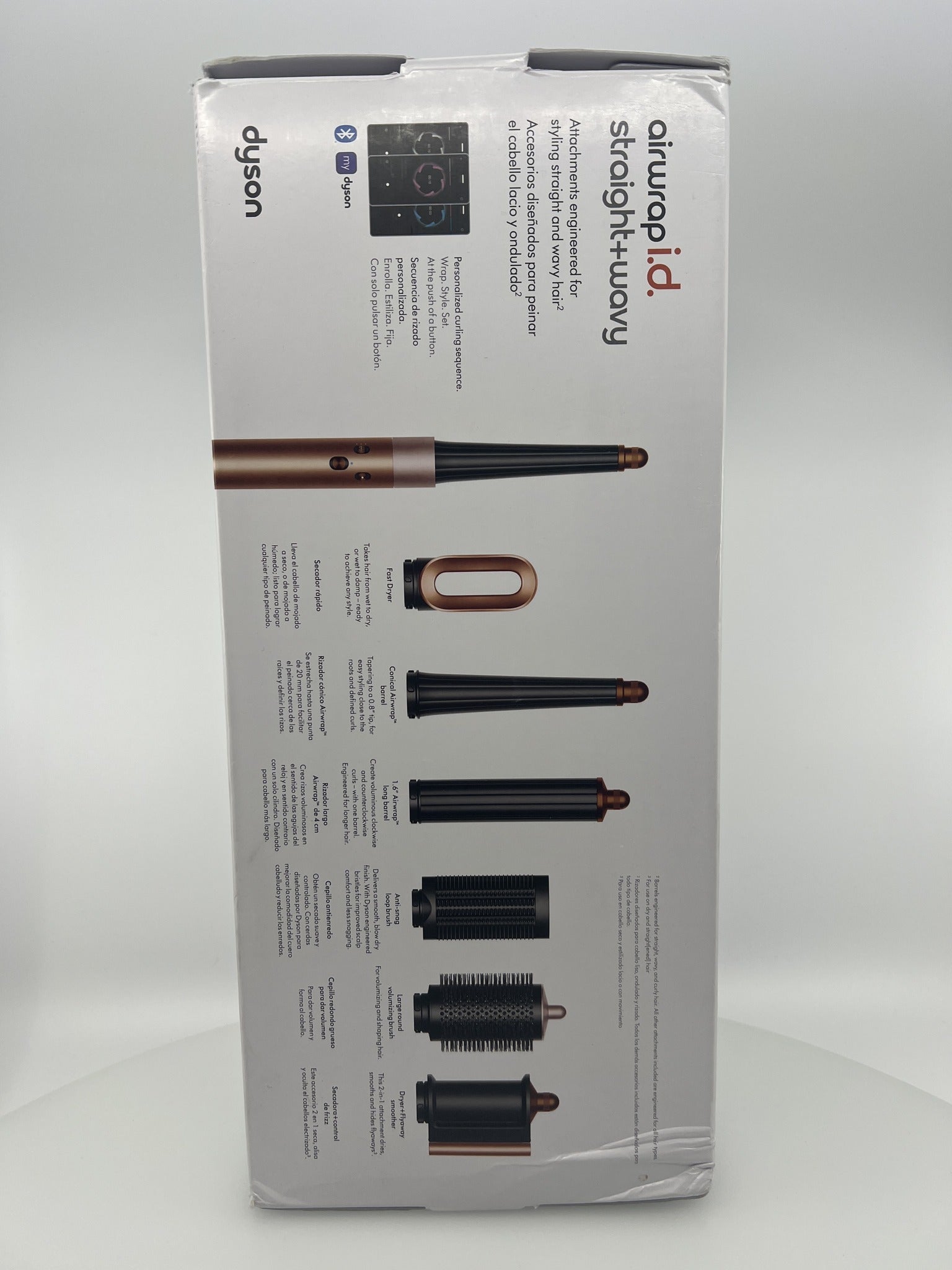 Dyson Airwrap i.d. box side with attachments listed