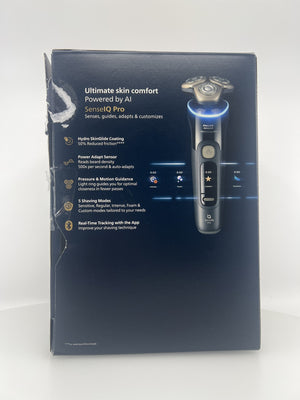Norelco i9000 Prestige Ultra retail box SenseIQ Pro features panel