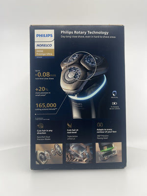 Norelco i9000 Prestige Ultra retail box technology panel