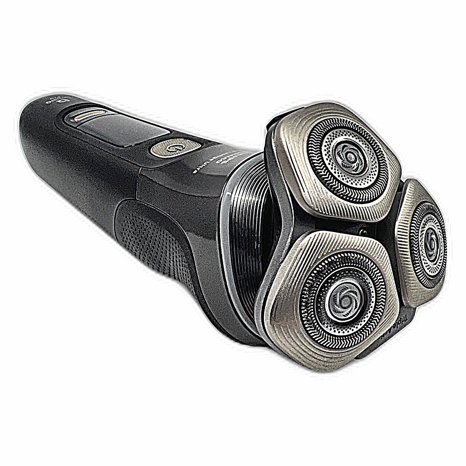 Norelco i9000 Prestige Ultra shaving head open showing NanoTech blades
