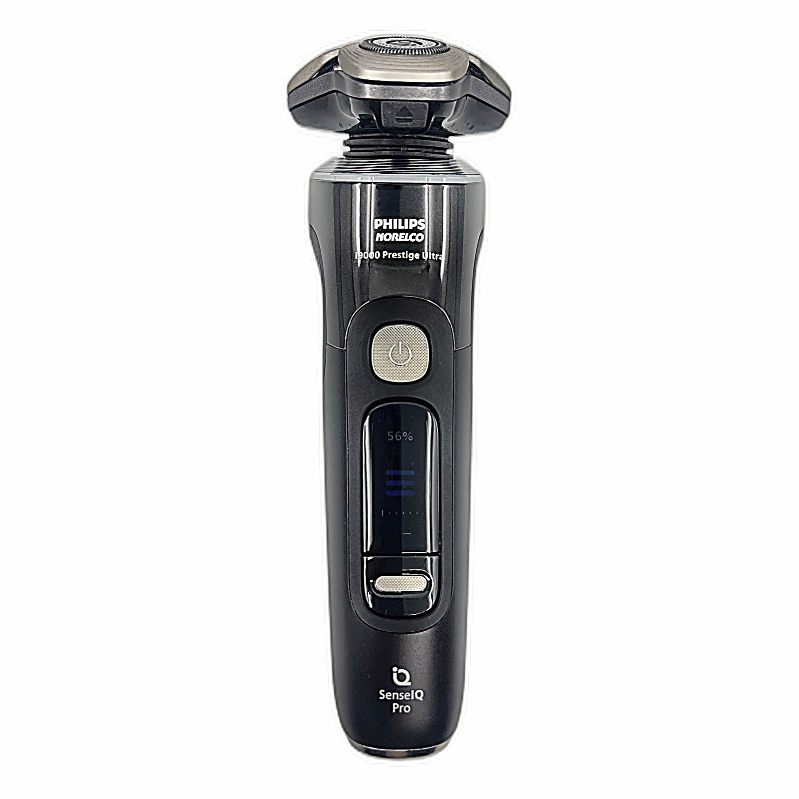 Norelco i9000 Prestige Ultra shaver seated in UV power charger dock