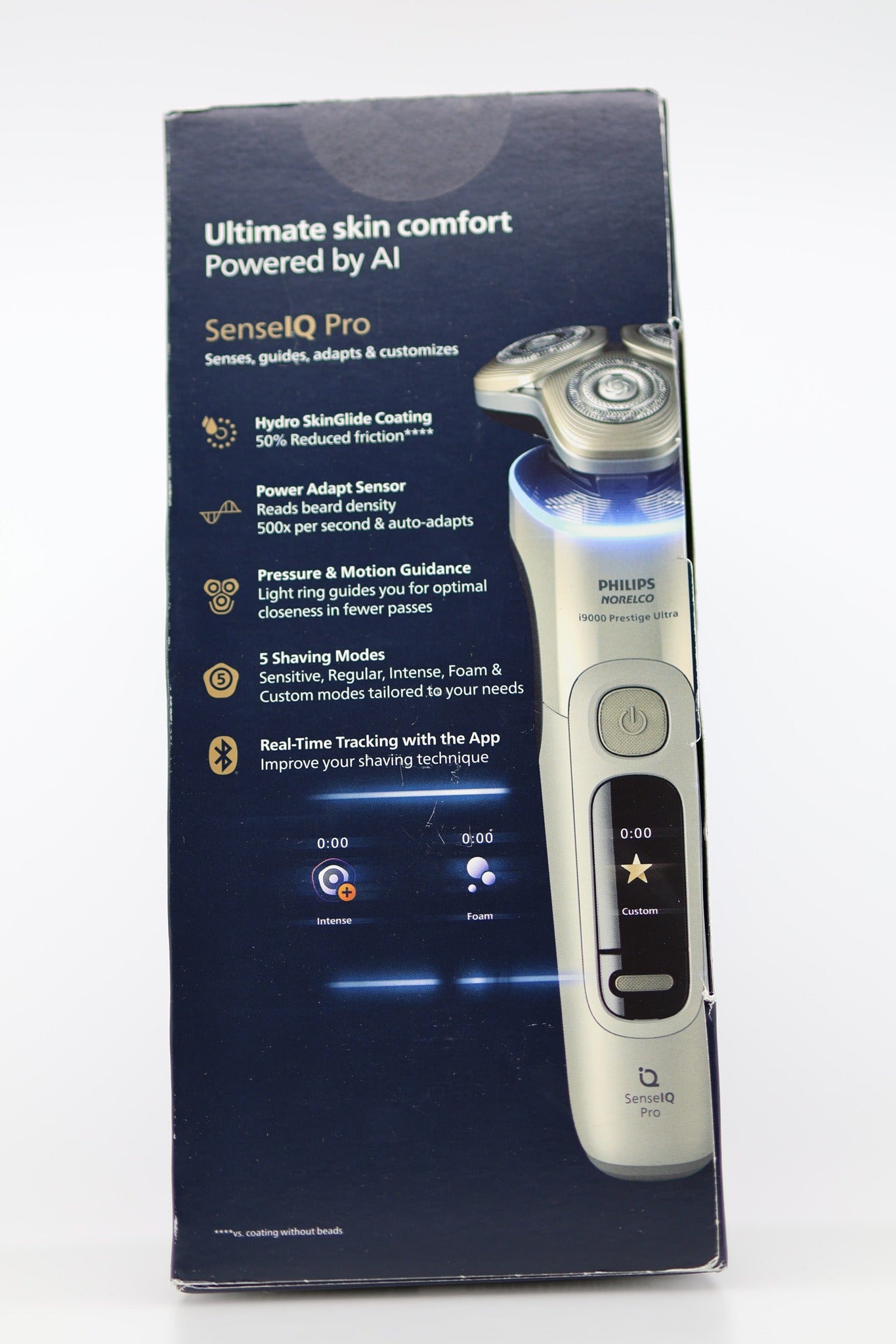 Philips Norelco i9000 Prestige Ultra box side rotary technology specs