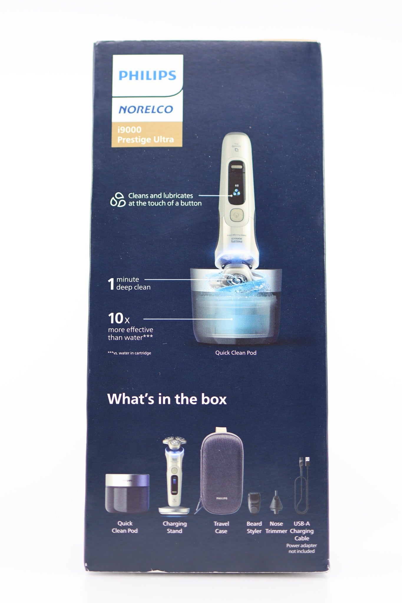 Philips Norelco i9000 Prestige Ultra shaver unit front view white gold