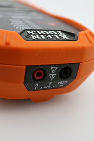 Klein Tools ET450T transmitter lead input ports close-up