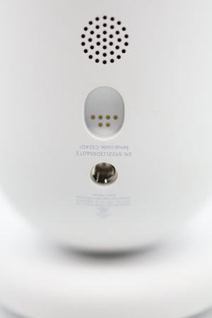 Google Nest Cam Battery 2-Pack rear speaker and serial number detail