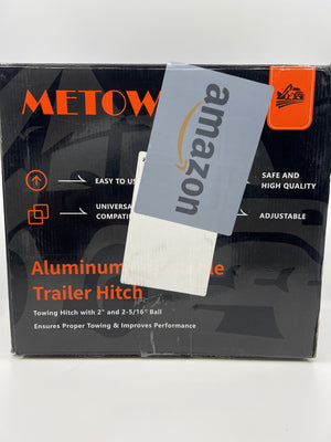 METOWARE drop hitch box side showing receiver sizes