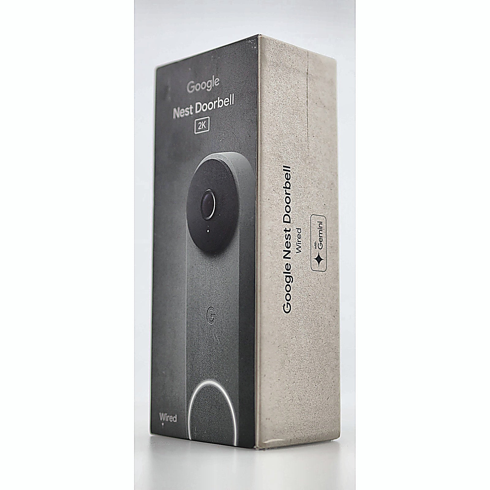 Google Nest Doorbell Wired 3rd Gen sealed box side with Gemini branding