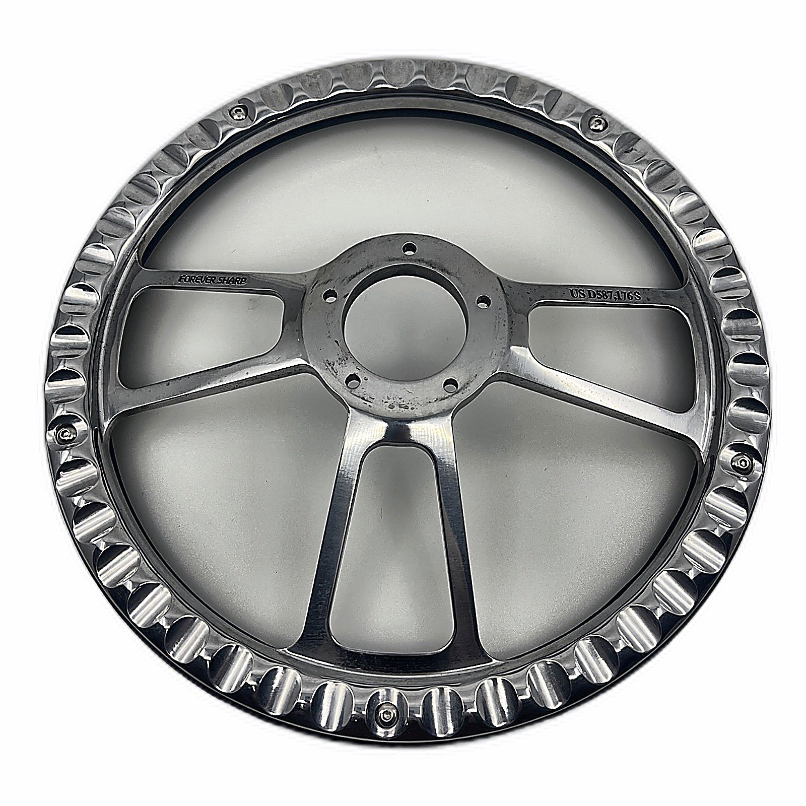 Billet steering wheel polished hub center close-up
