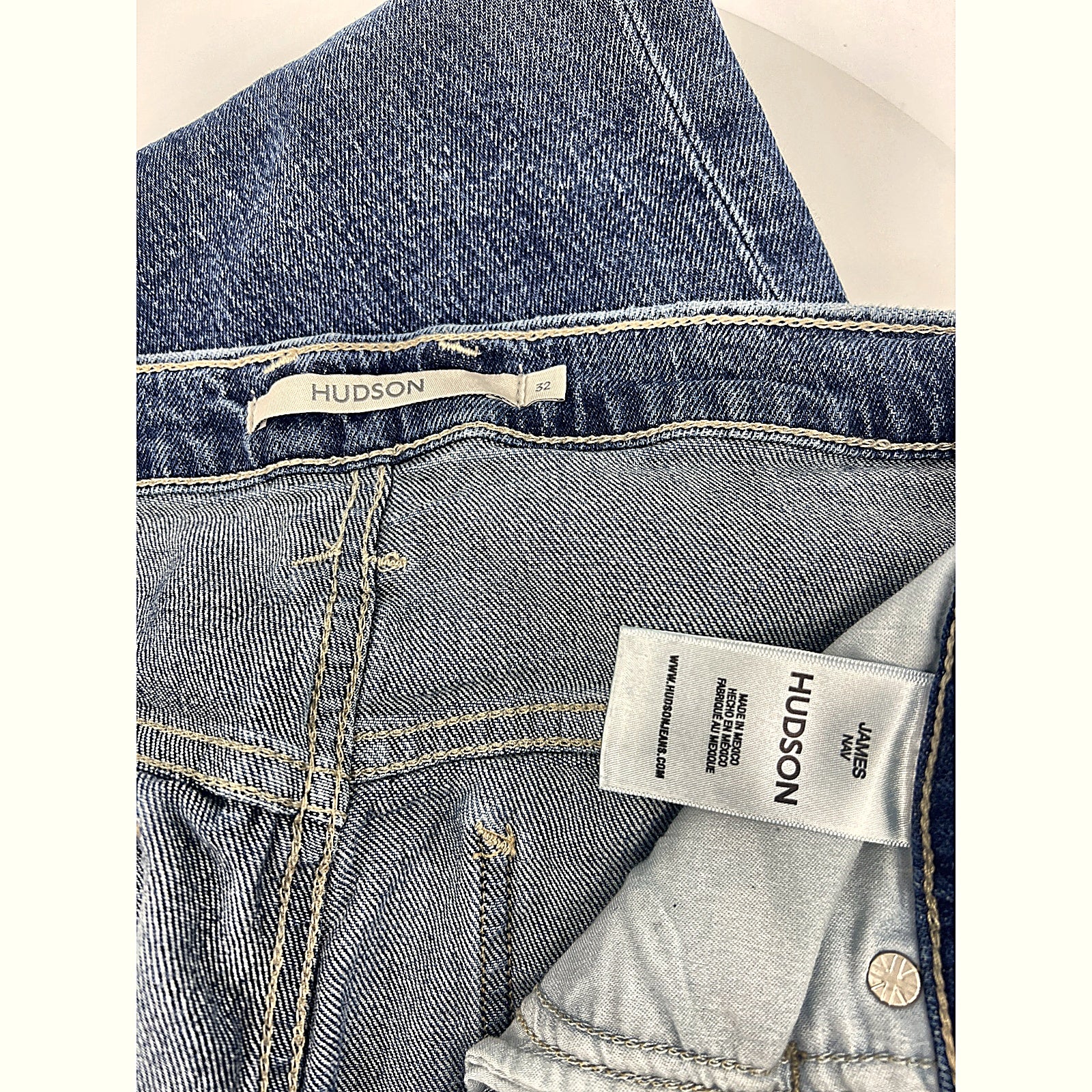 Hudson James Jean care label and fabric content tag