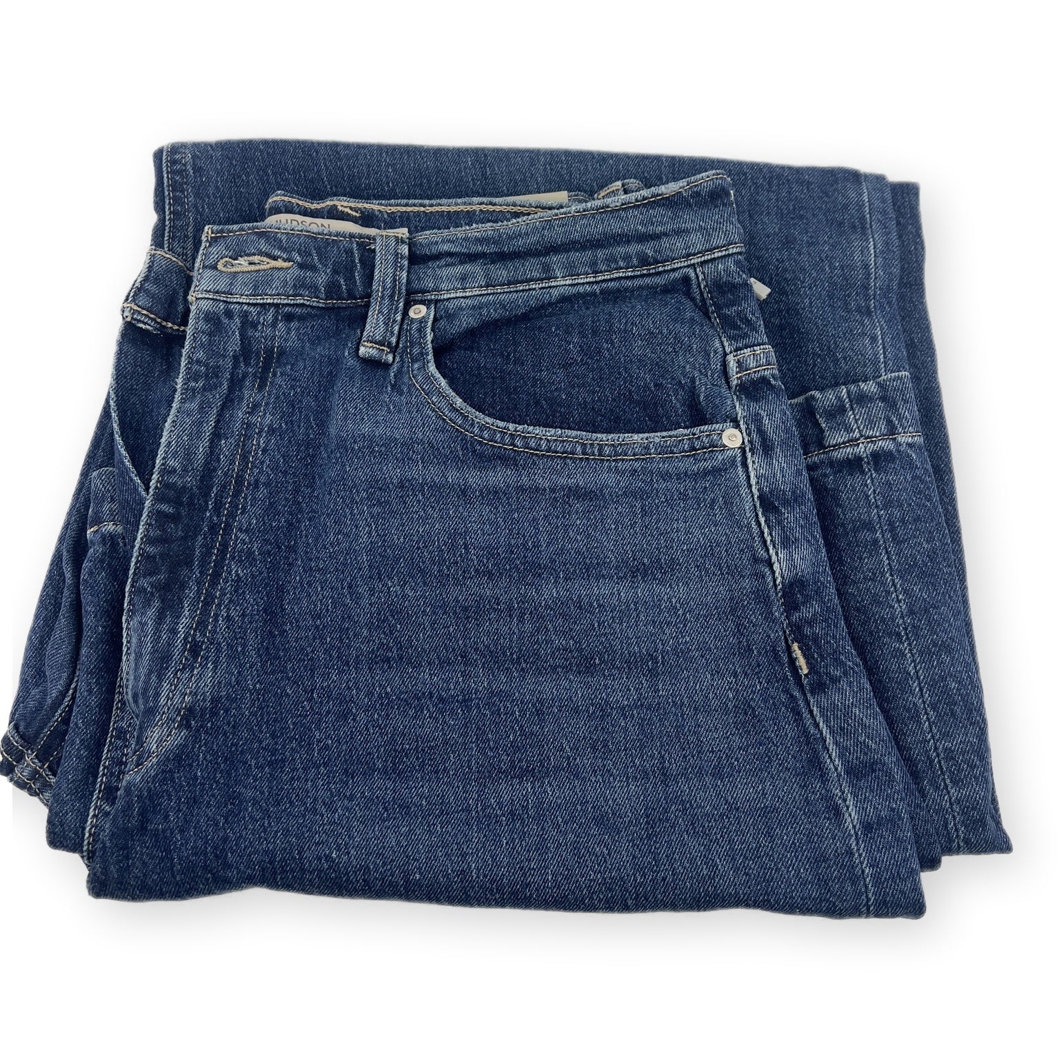 Hudson James High Rise Wide Leg Jean folded front view