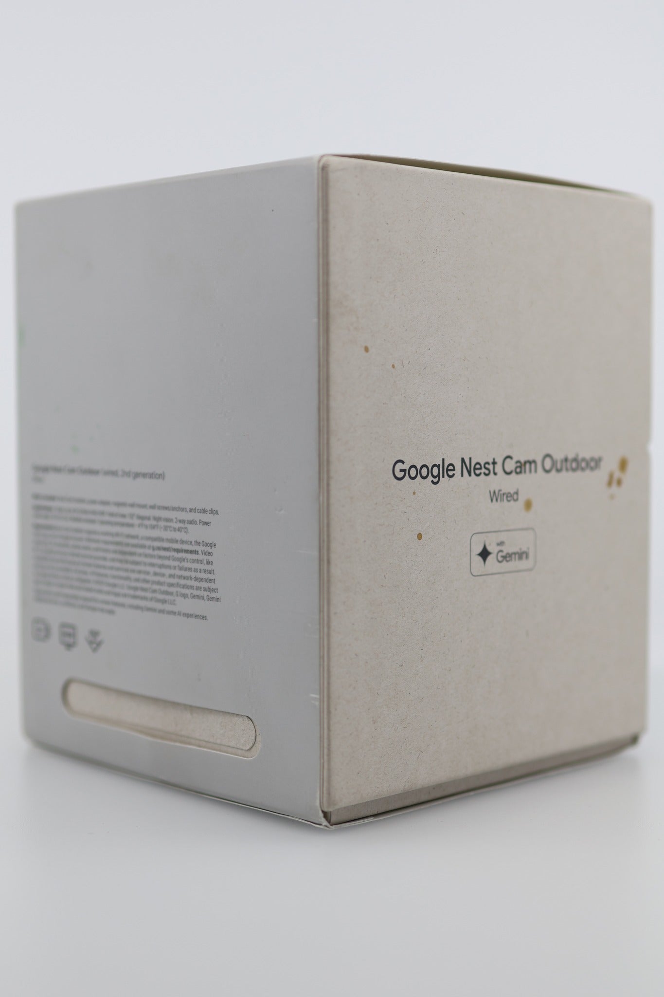 Google Nest Cam Outdoor Wired 2K box side Gemini