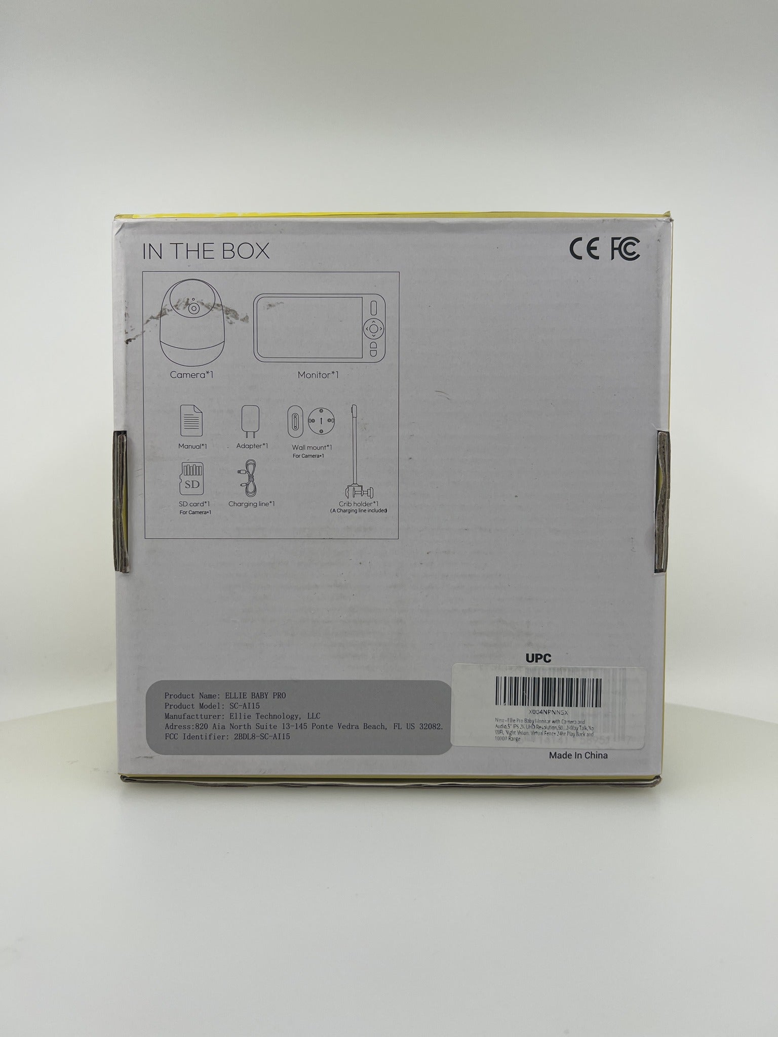 Ellie Pro Baby Monitor box back with contents list