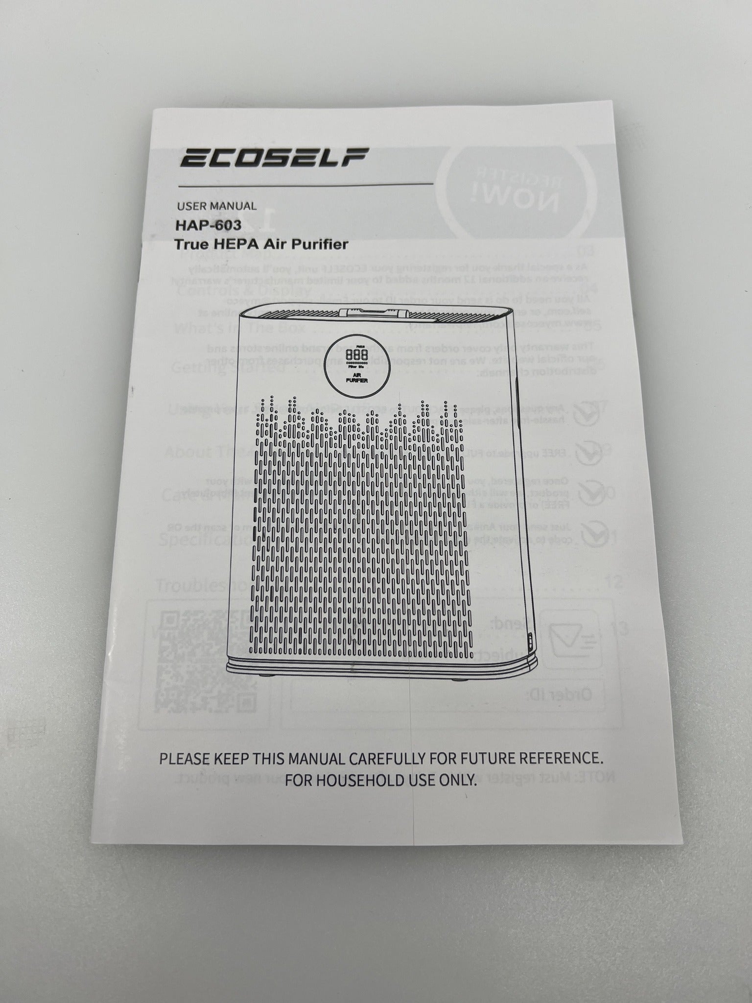 ECOSELF HAP-603 Air Purifier original box front