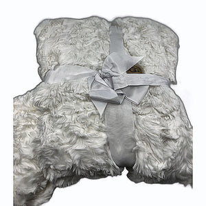 UGG Adalee Faux Fur Throw Blanket Natural White folded with ribbon