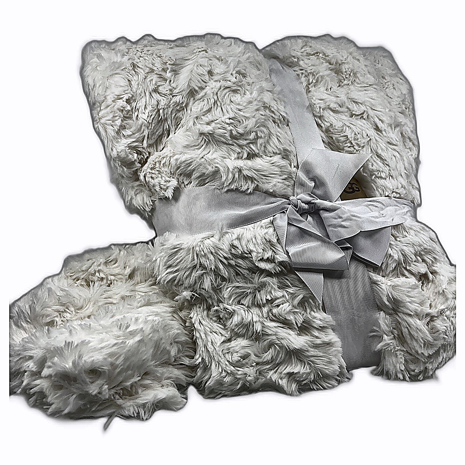 UGG Adalee Faux Fur Throw Blanket care label closeup