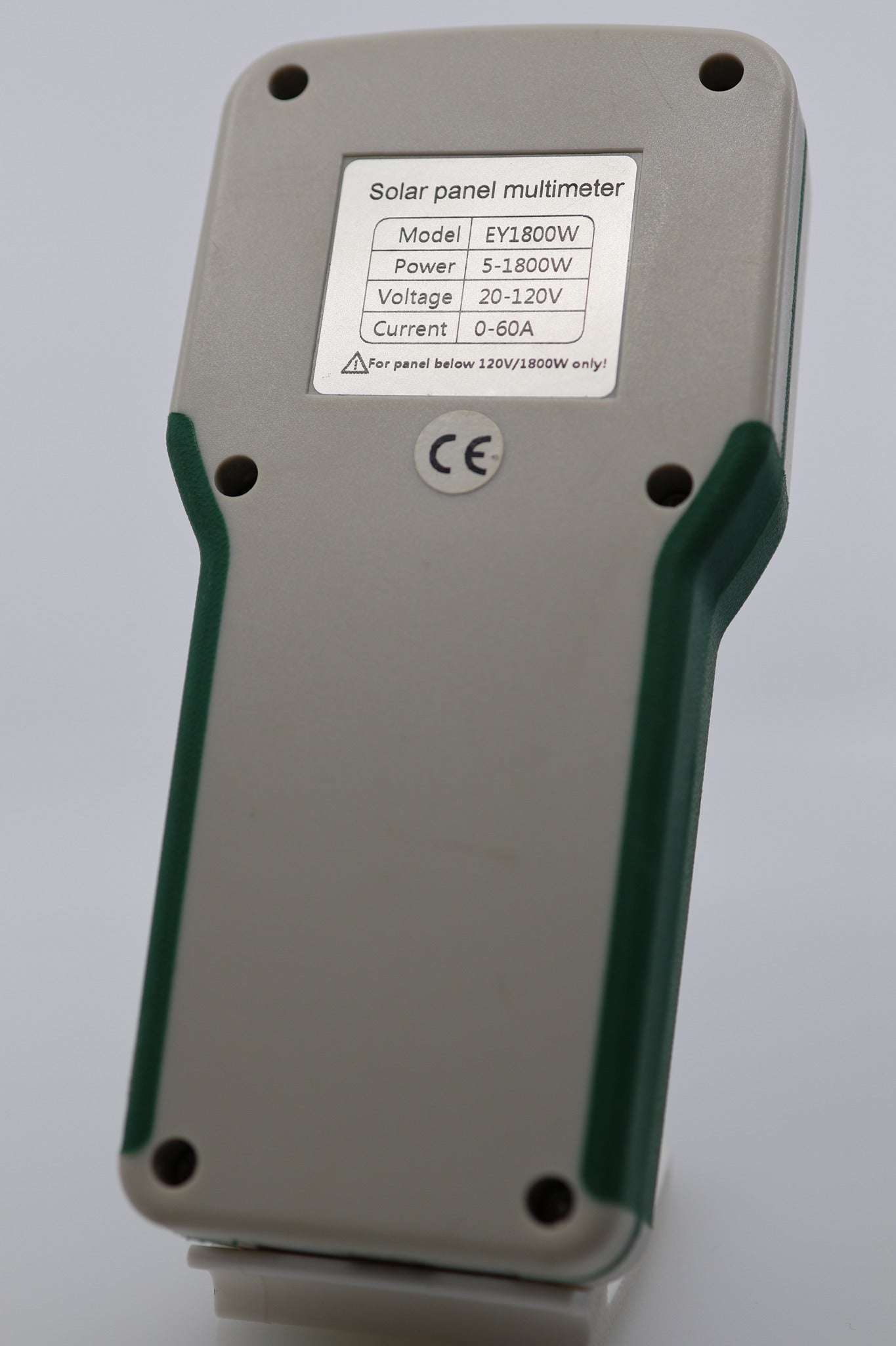 Elejoy EY1800W solar panel tester back label with specs