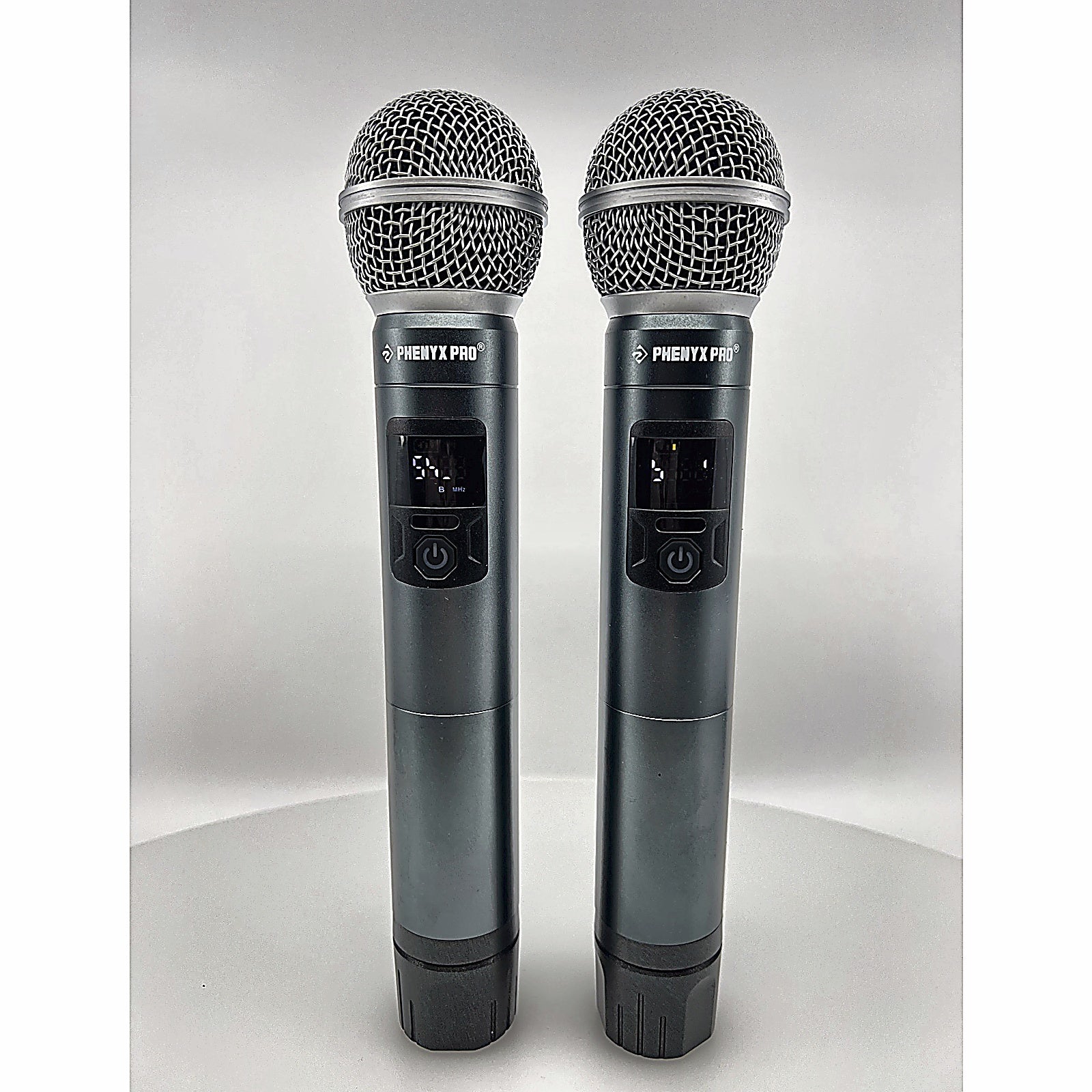 Phenyx Pro PTU-52-2H dual handheld wireless microphones with LED displays