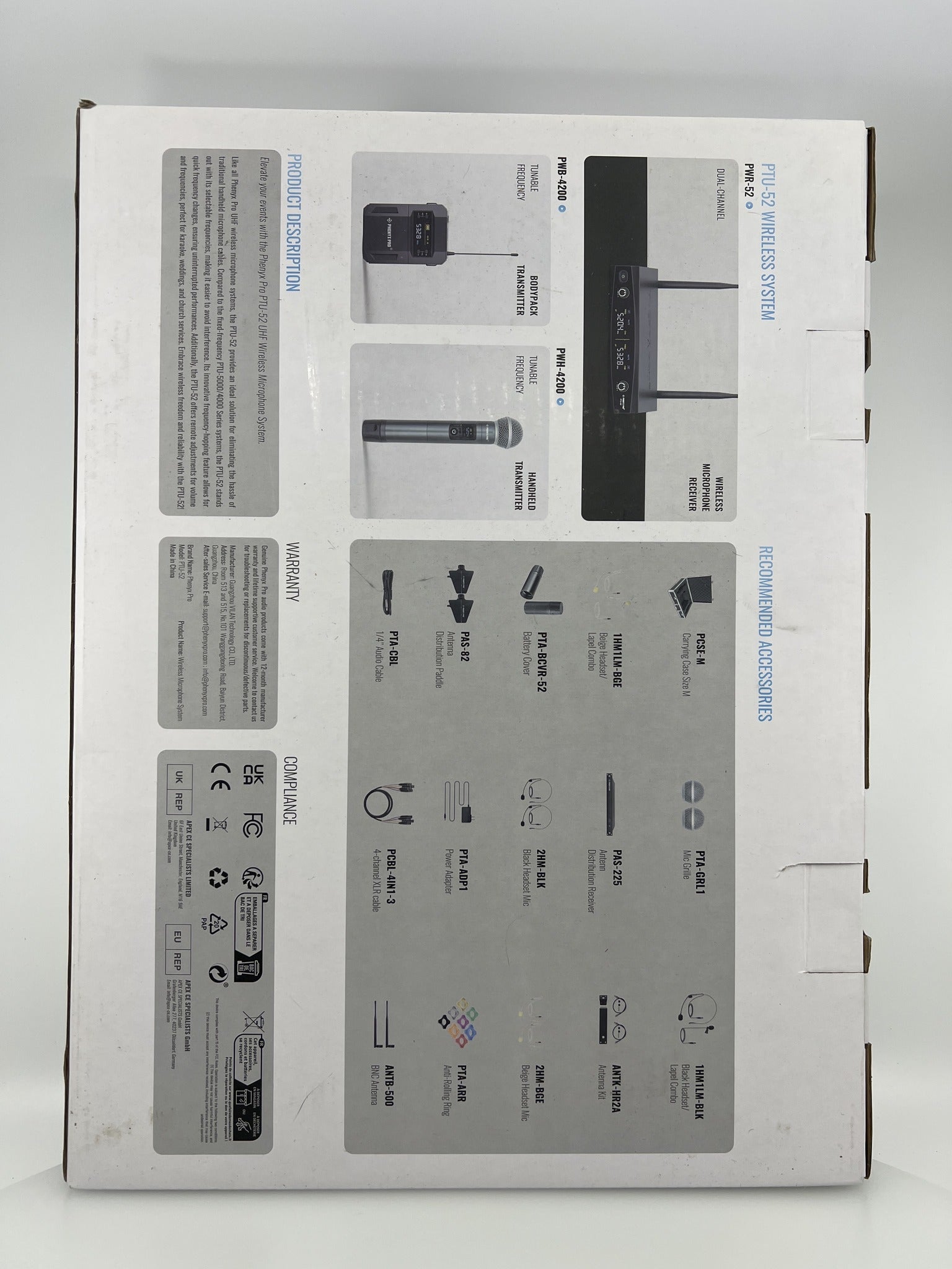 Phenyx Pro PTU-52-2H retail box rear with product description