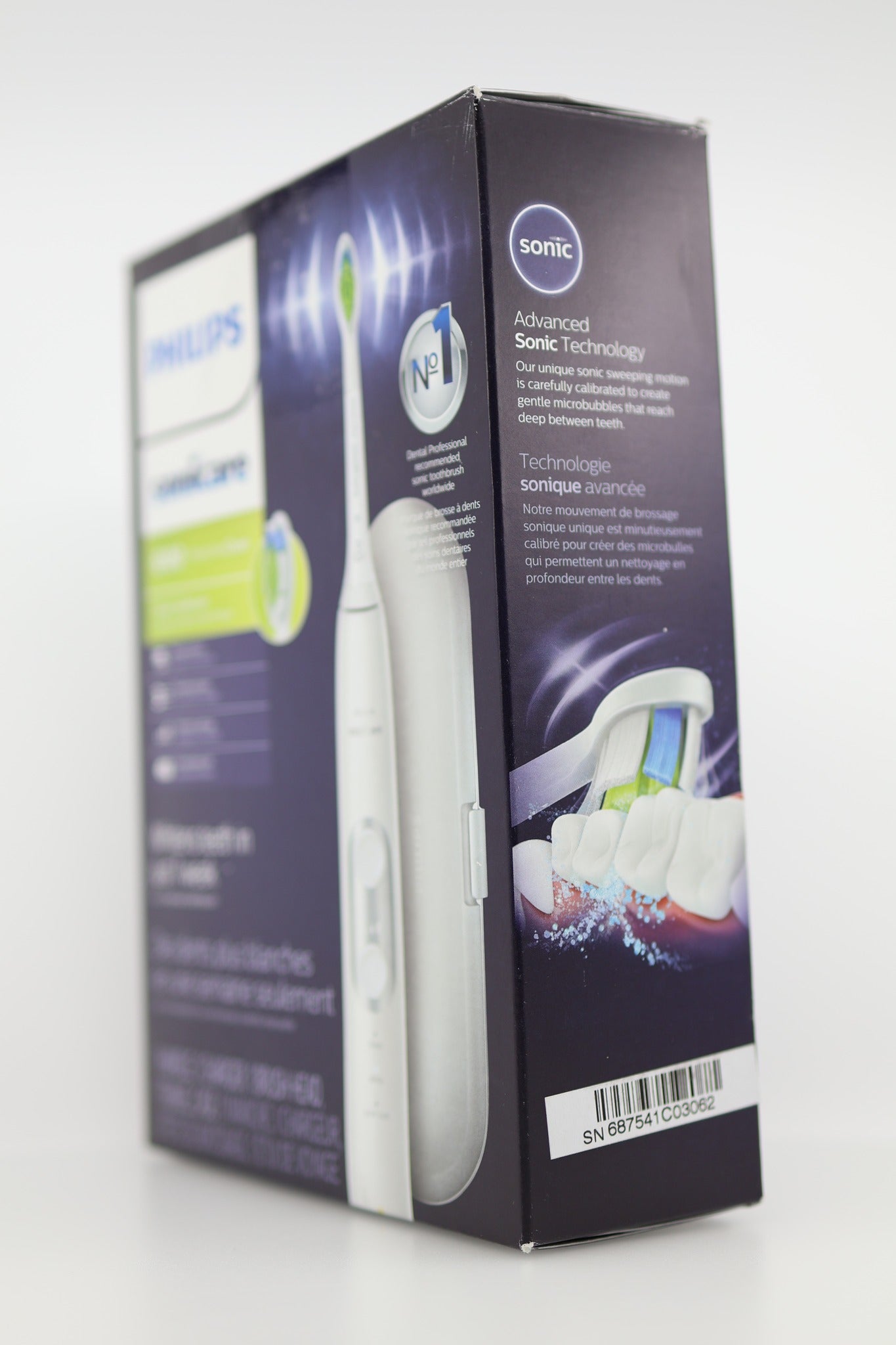 Philips Sonicare 6100 box back side with sonic technology