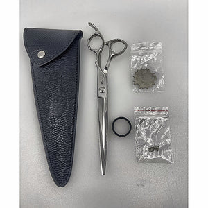 Fagaci 7 inch hair scissors with leather sheath and accessories