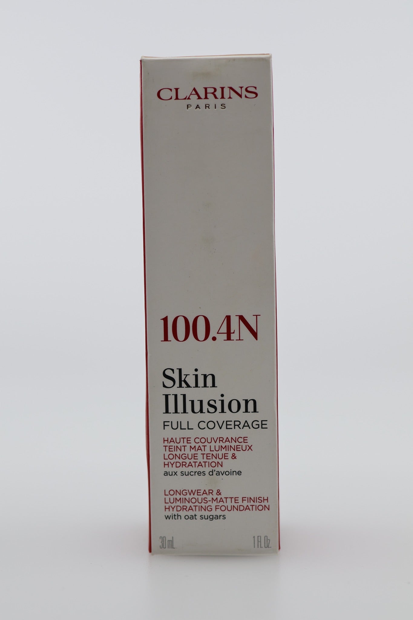Clarins Skin Illusion Foundation box front shade 100.4N