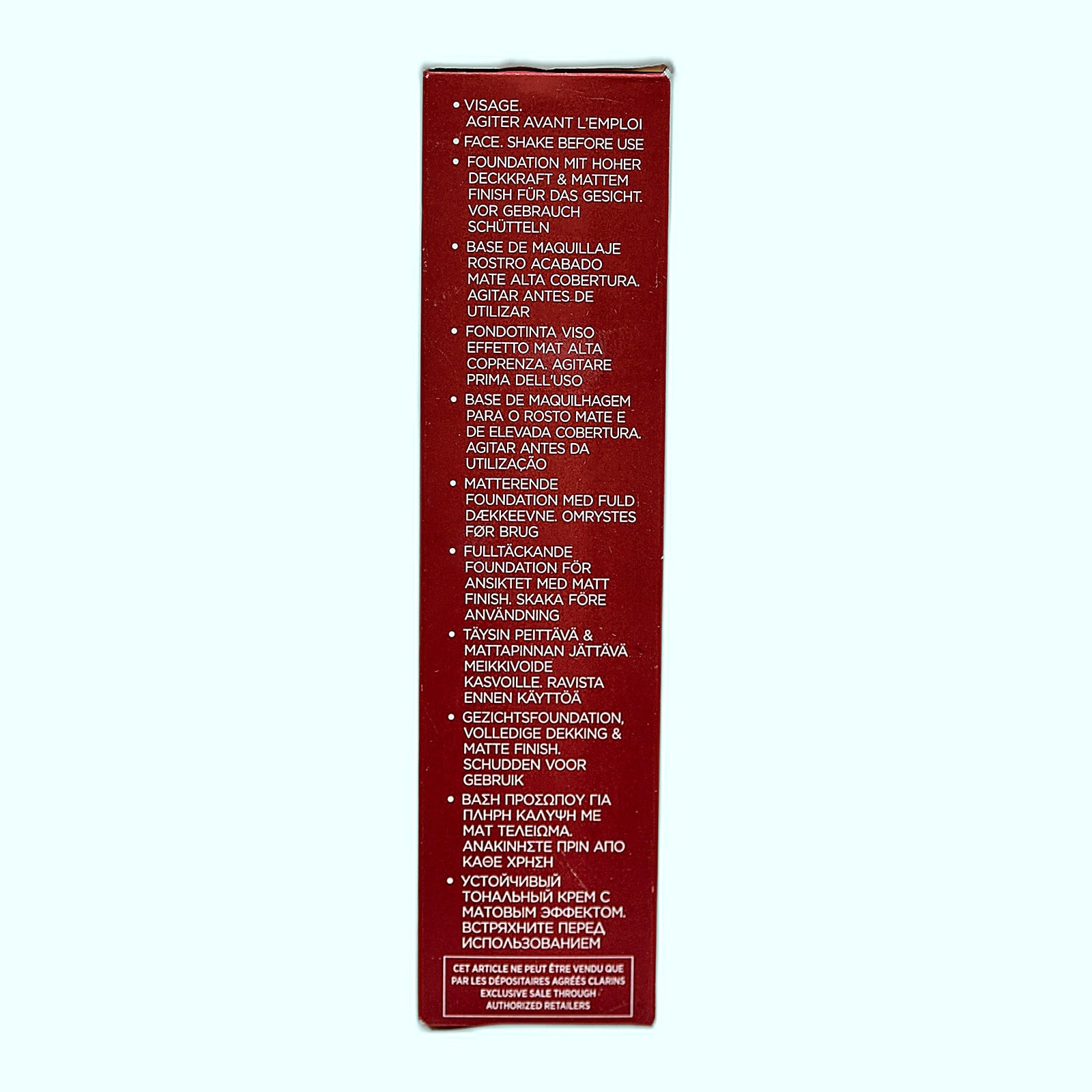 Clarins Skin Illusion Foundation box back panel