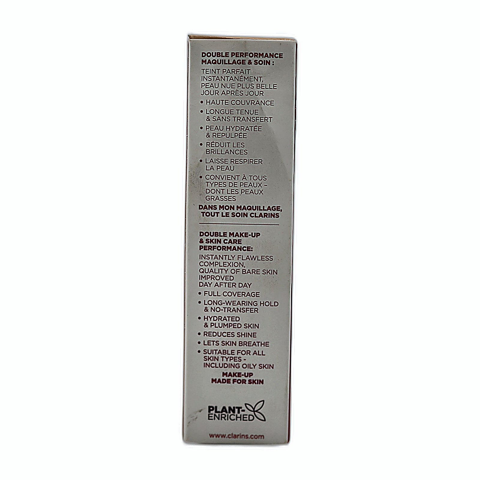 Clarins Skin Illusion Foundation box side benefits panel