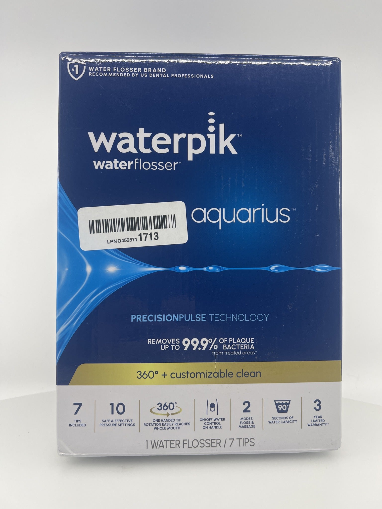 Waterpik Aquarius Water Flosser WP-663 box side English features