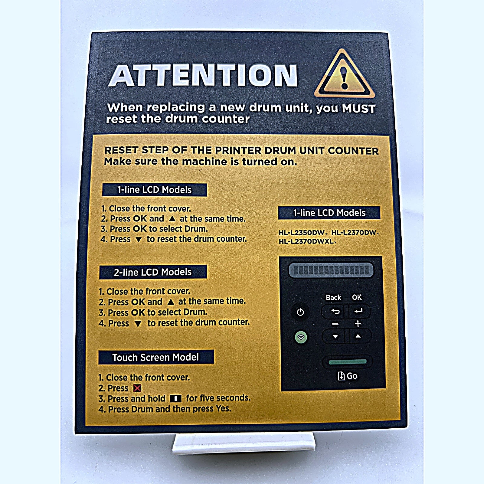 MCYCOLOR DR730 Drum Unit drum counter reset instruction card
