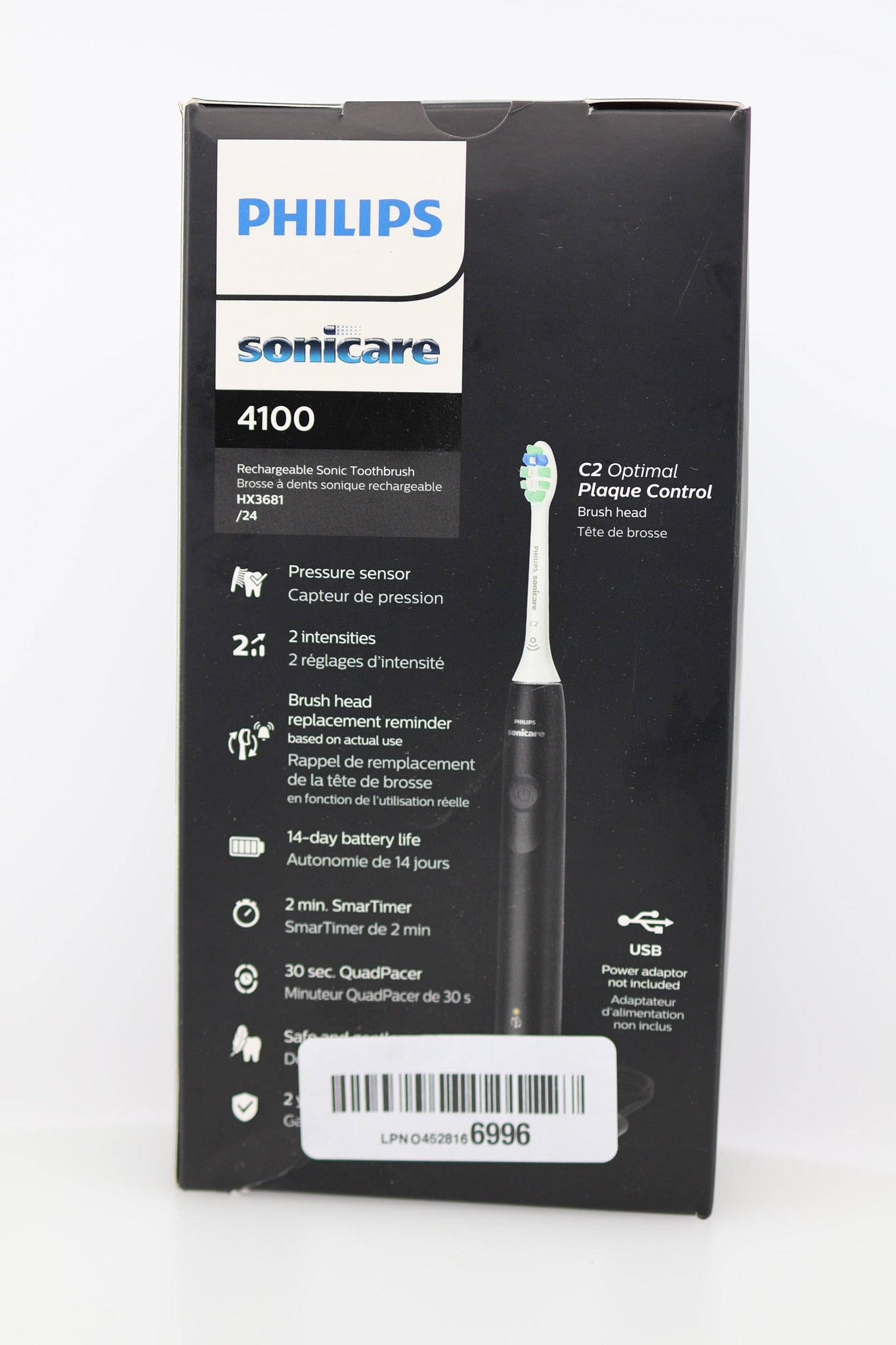 Philips Sonicare 4100 Box Side C2 Plaque Control Panel
