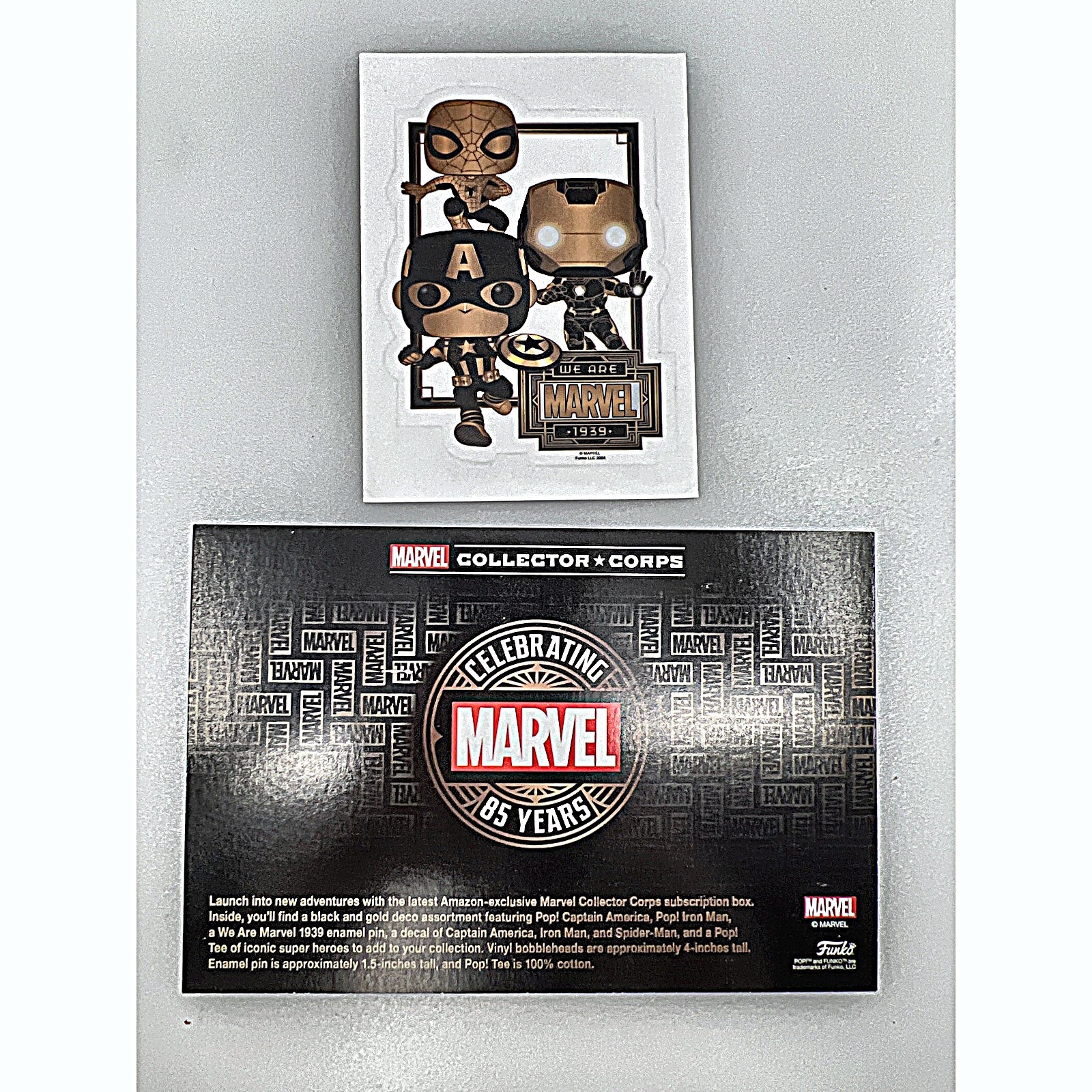 Marvel Collector Corps box insert card and decal sheet