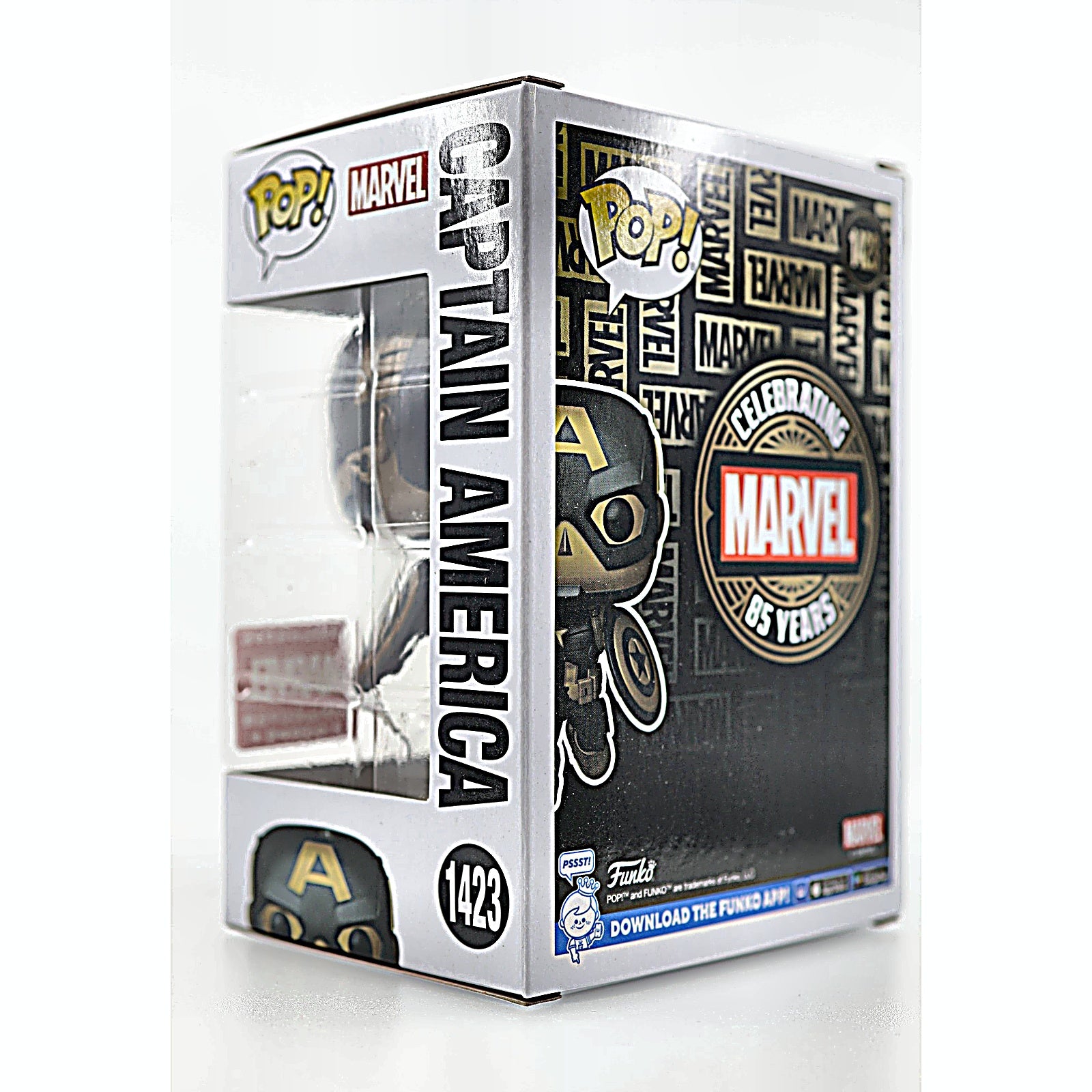 Funko Pop Captain America 1423 box spine view