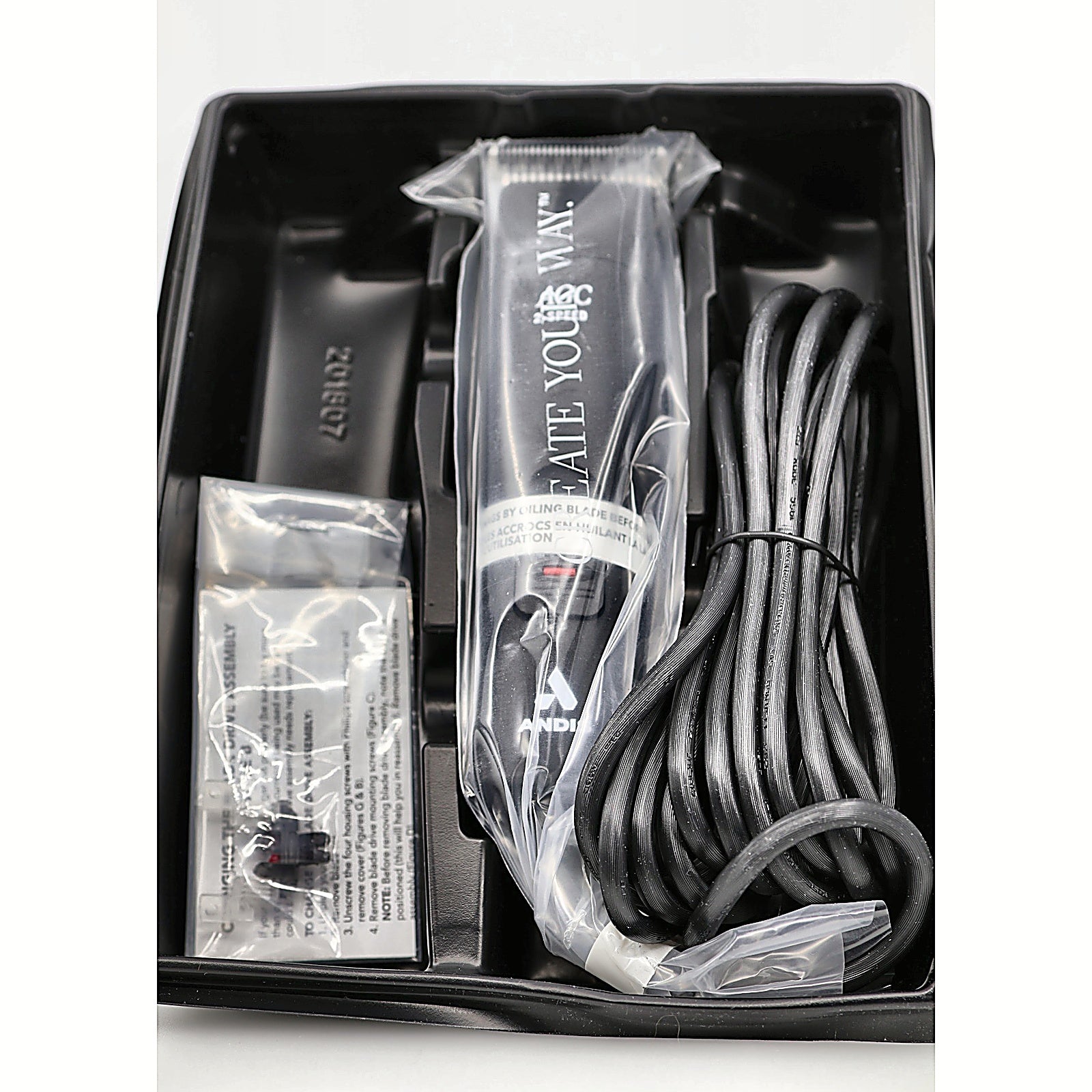 Andis AGC2 Pet Clipper open box contents tray