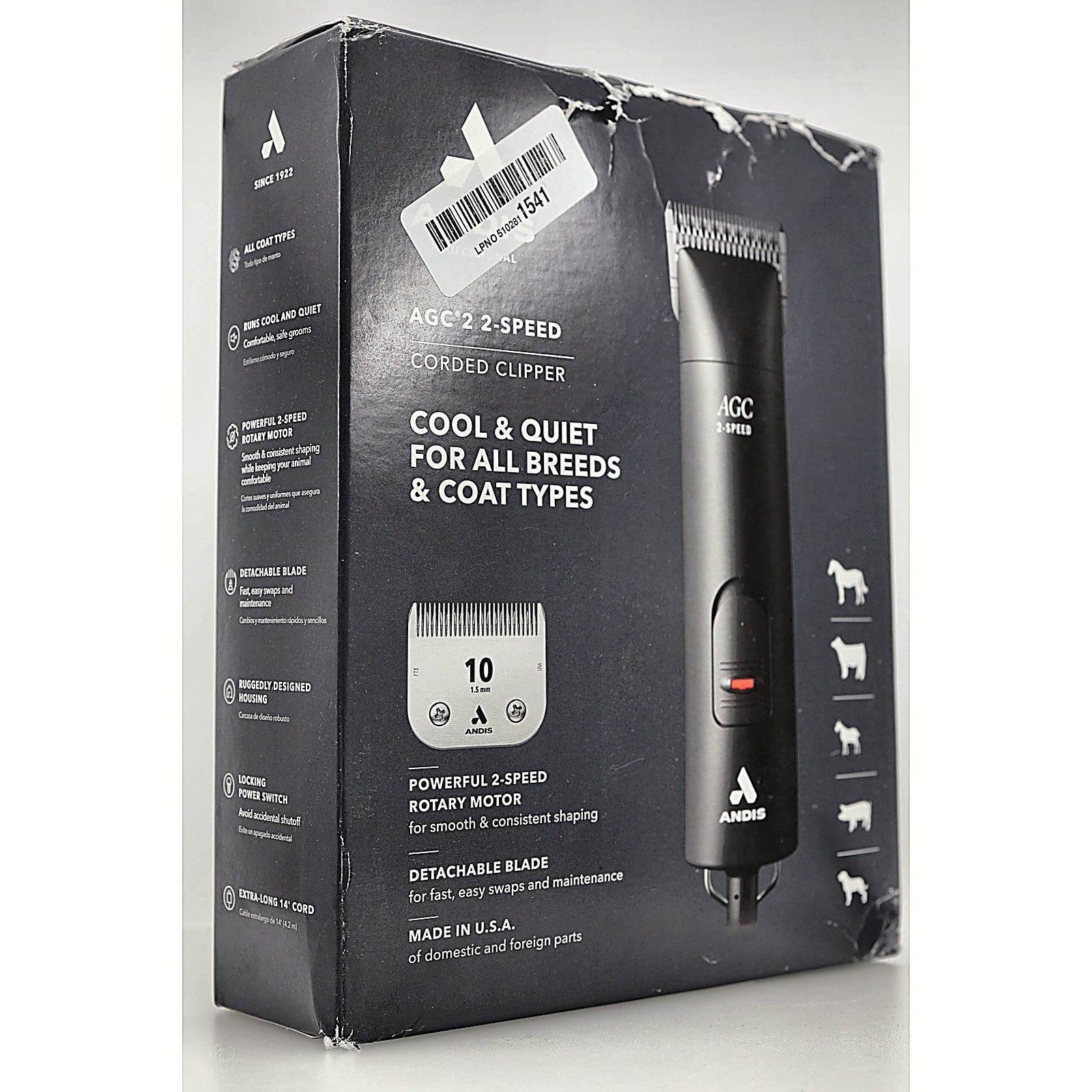 Andis AGC2 2-Speed Pet Clipper box side