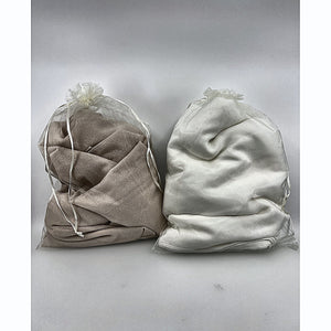 Ling's Moment chiffon drape set nude and white bagged
