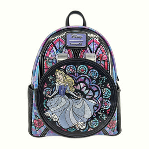 Loungefly Sleeping Beauty Stained Glass Mini-Backpack front view