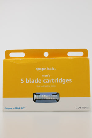 Amazon Basics 5-Blade Men's Razor Cartridges original box front