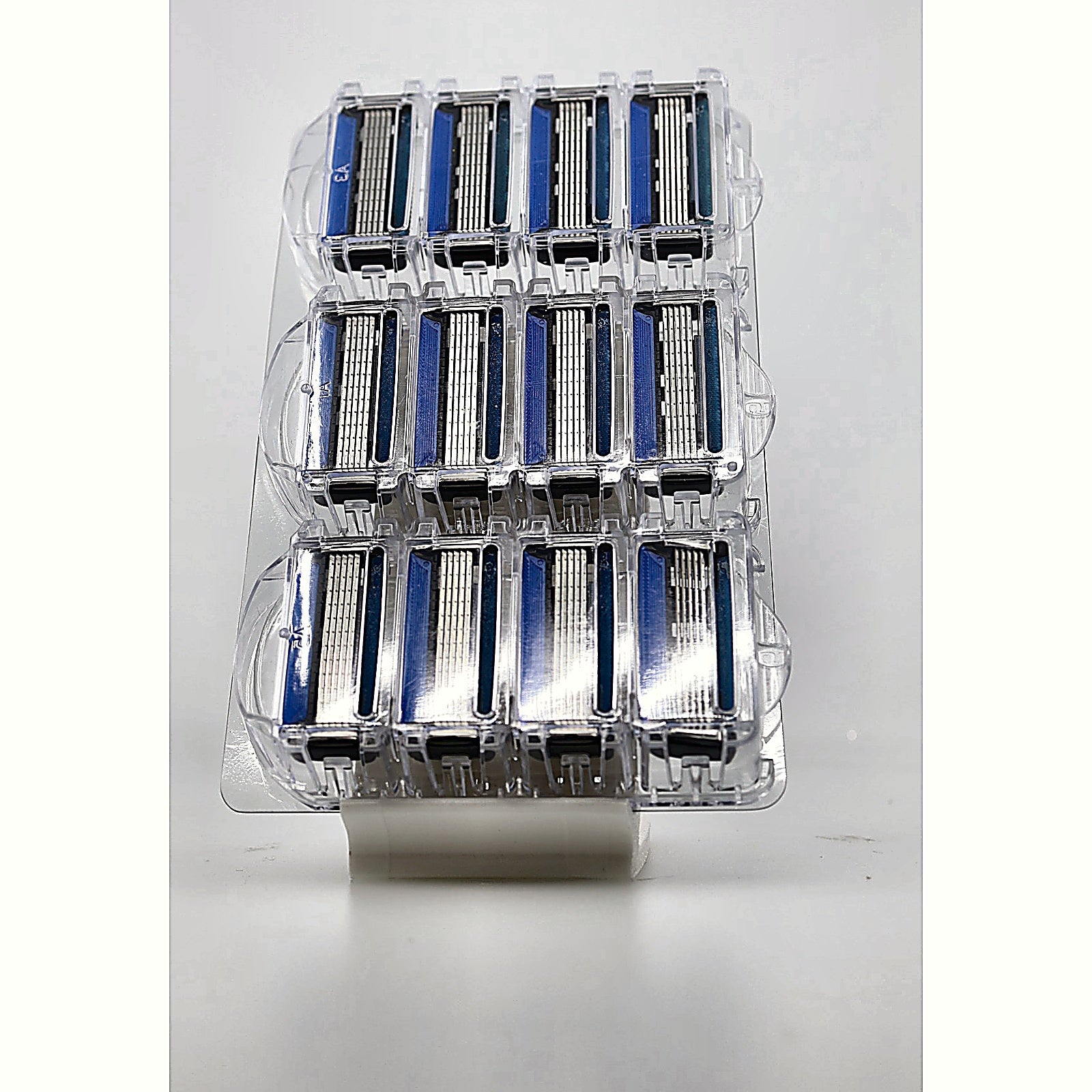 Amazon Basics 5-Blade Razor Refills 12-Pack stacked side view