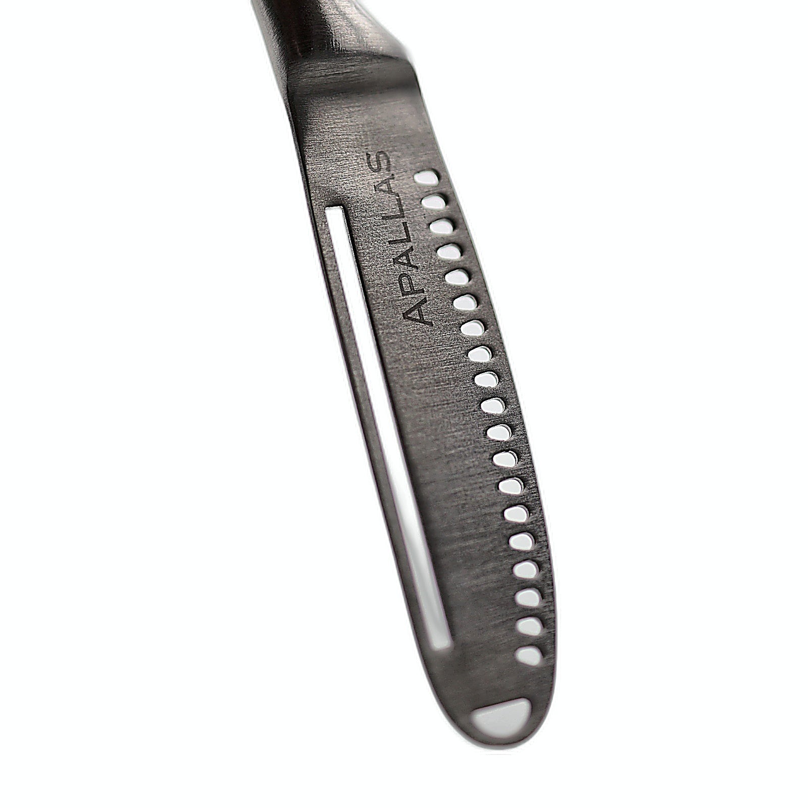 Apallas butter knife blade close-up with slicer holes
