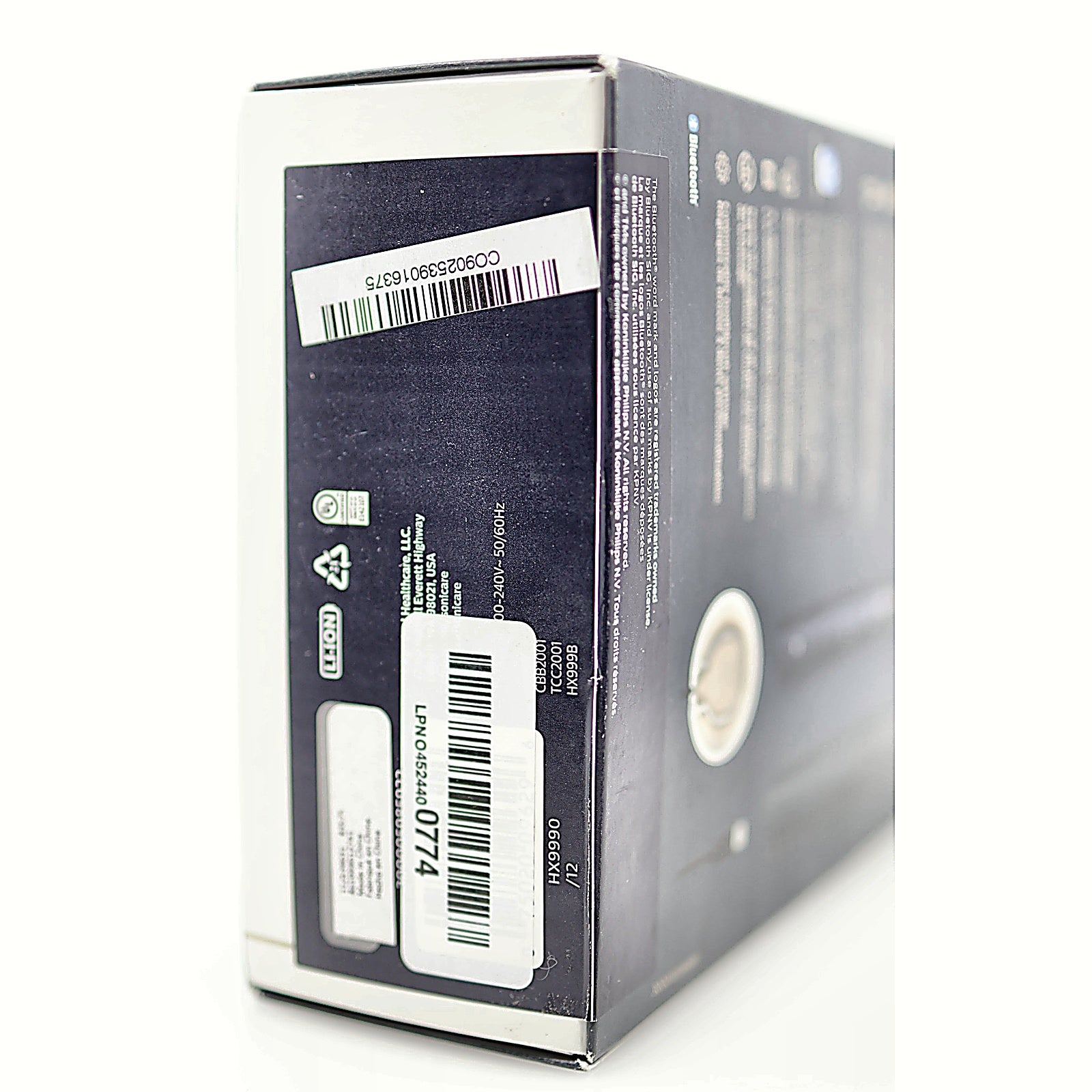 Philips Sonicare DiamondClean 9900 Box Bottom with Barcodes and Model Label