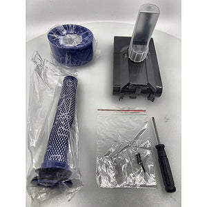 Dyson V8 replacement battery full accessories laid out