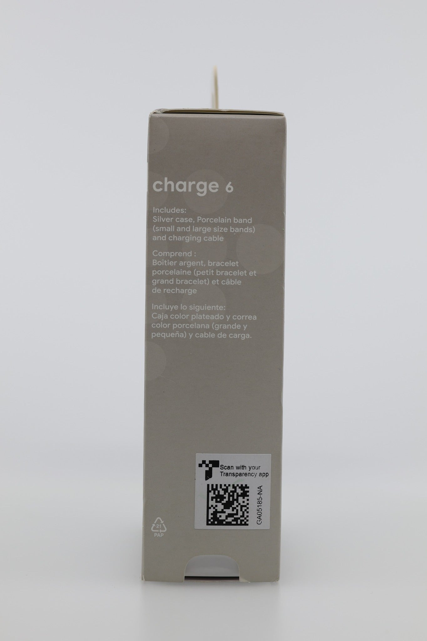 Fitbit Charge 6 box side panel model GA05185-NA