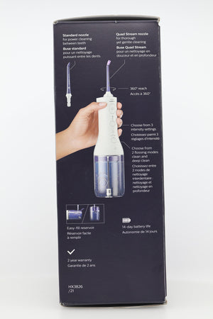 Philips Sonicare Water Flosser 3000 box back panel