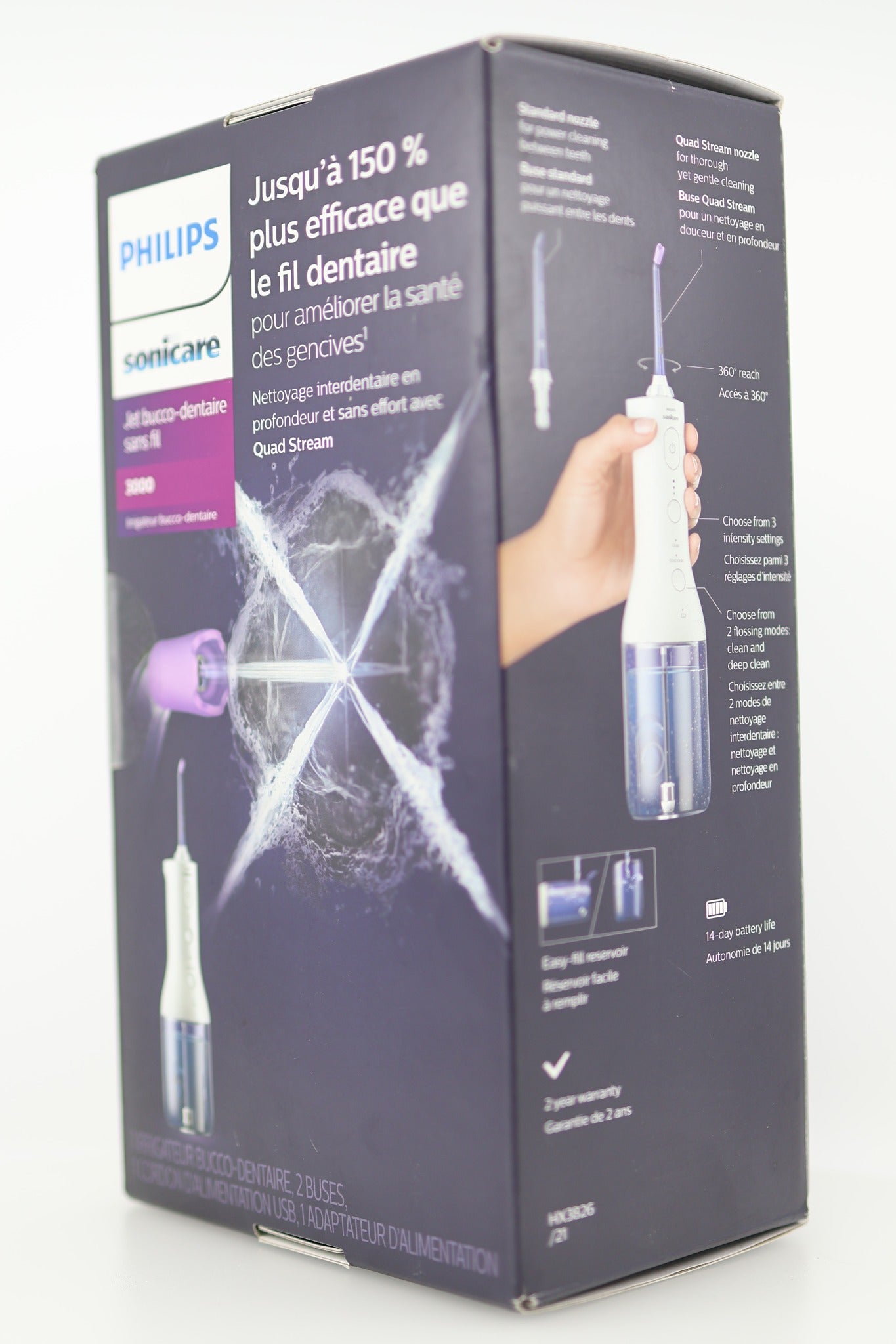 Philips Sonicare Water Flosser 3000 box French angle