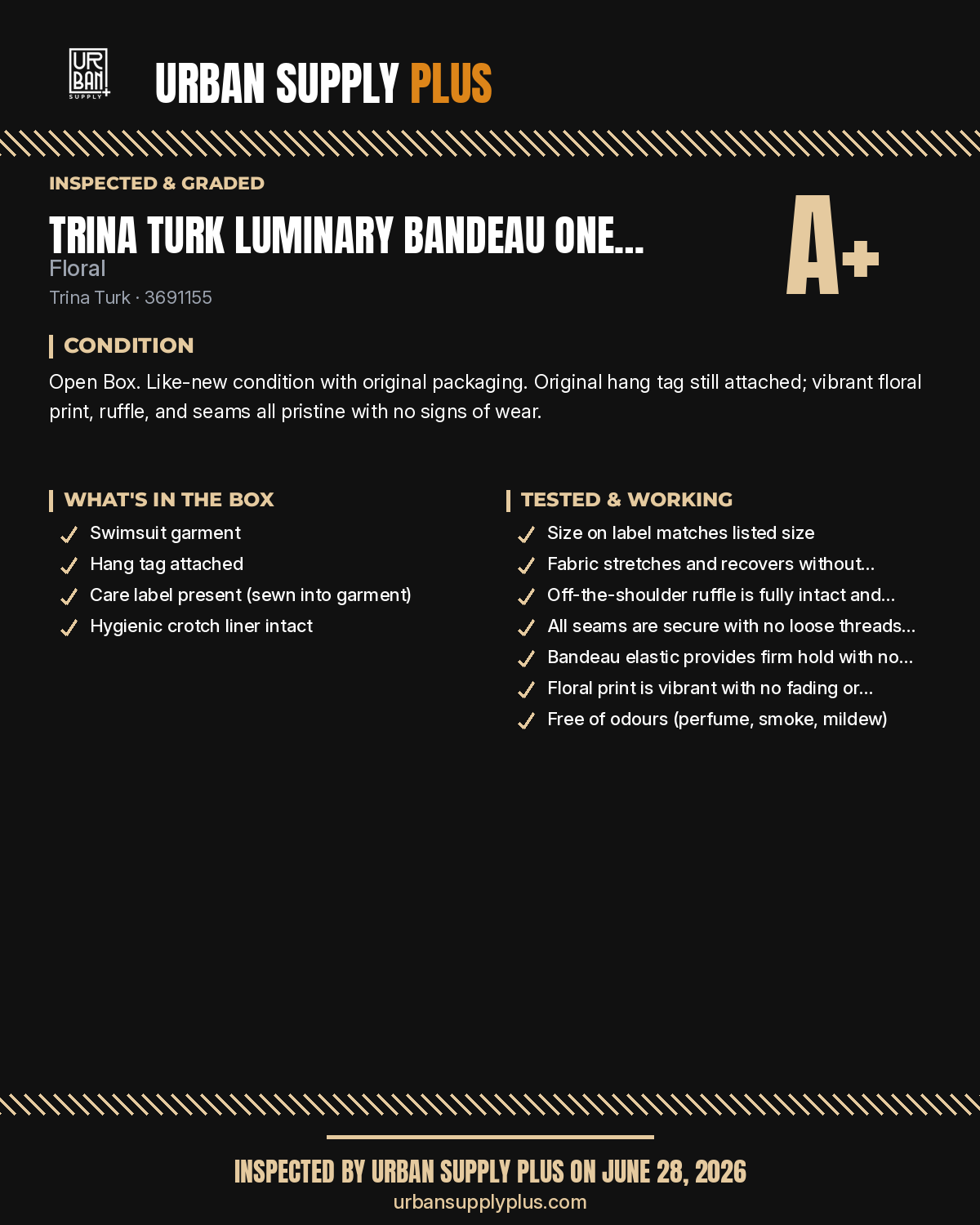 Urban Supply Plus diagnostic report — Grade A+