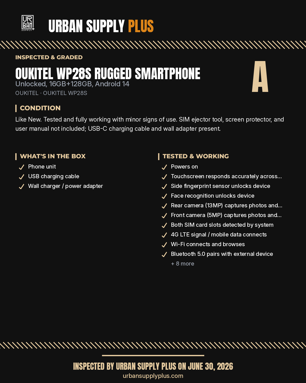 Urban Supply Plus diagnostic report — Grade A