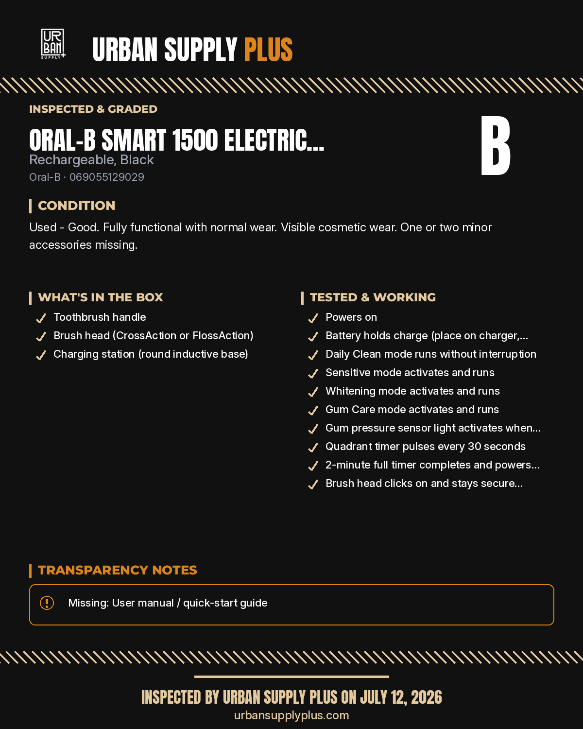 Urban Supply Plus diagnostic report — Grade B