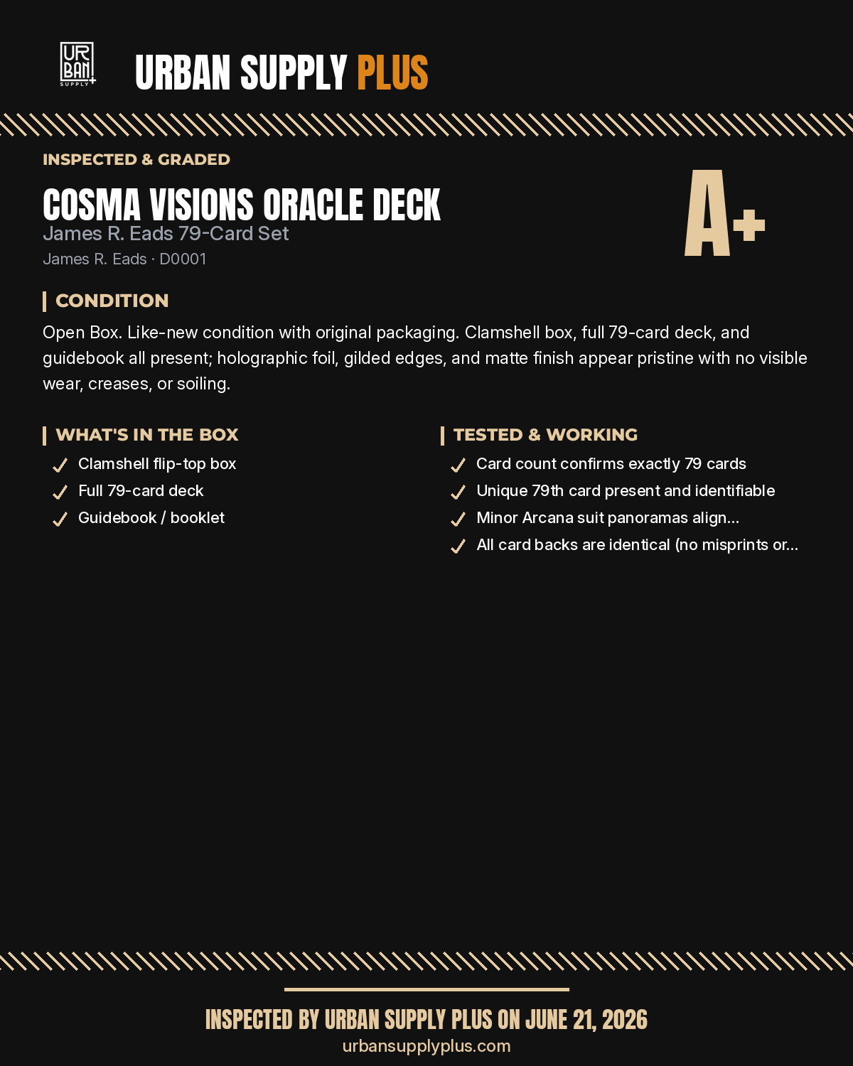 Urban Supply Plus diagnostic report — Grade A+