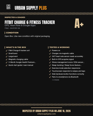 Fitbit Charge 6 Urban Supply Plus inspection grading card