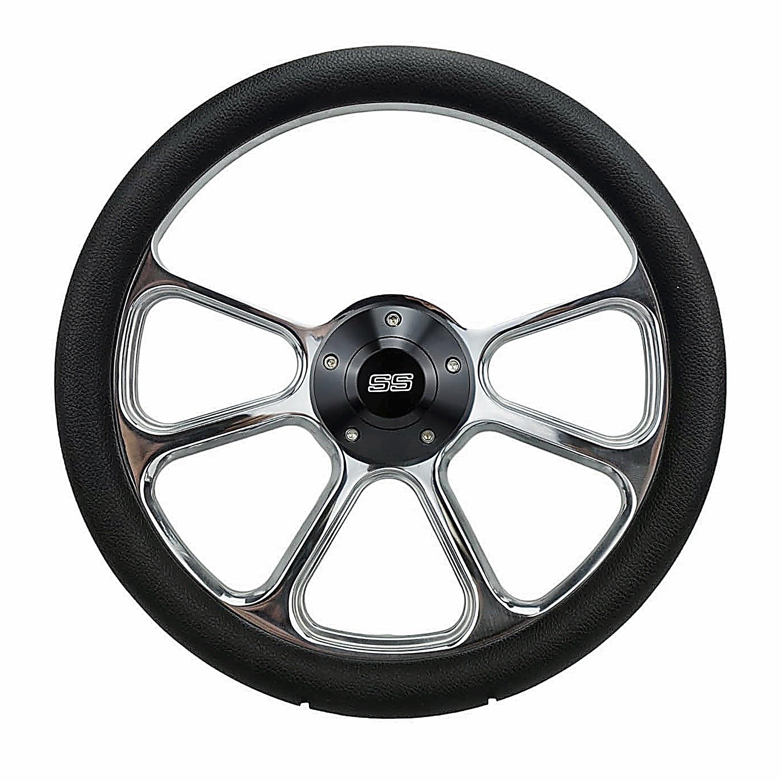 Billet Steering Wheel 14" Black Vinyl & SS Horn
